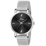 Jainx Black Dial Silver Mesh Chain Analog Wrist Watch for Women