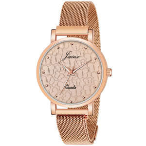 Jainx Golden Mesh Chain Analog Wrist Watch For Women - JW8566