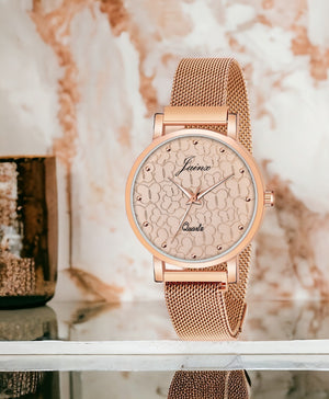 Jainx Golden Mesh Chain Analog Wrist Watch For Women - JW8566