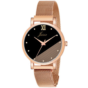 Jainx Golden Mesh Chain Analog Wrist Watch For Women - JW8567