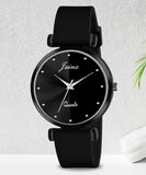 Dual Tone Black Dial Silicone Strap Analog Women's Watch