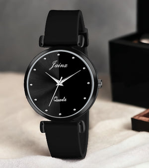 Jainx Dual Tone Dial Black Silicone Strap Analog Wrist Watch For Women - JW8570