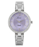 Silver Chain Purple Dial Analog Wrist Watch For Women