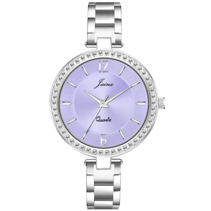 Silver Chain Purple Dial Analog Wrist Watch For Women - JW8591 - Jainx Store