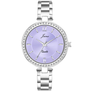 Silver Chain Purple Dial Analog Wrist Watch For Women - JW8591 - Jainx Store