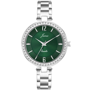 Silver Chain Green Dial Analog Wrist Watch For Women - JW8592 - Jainx Store