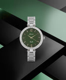 Silver Chain Green Dial Analog Wrist Watch For Women - JW8592