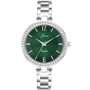 Silver Chain Green Dial Analog Wrist Watch For Women - JW8592 - Jainx Store