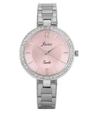 Silver Chain Pink Dial Analog Wrist Watch For Women