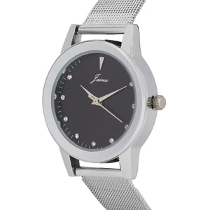 Jainx Black Dial Steel Mesh Chain Analog Watch For Women - JW8597