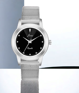 Jainx Black Dial Steel Mesh Chain Analog Watch For Women - JW8597