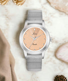Jainx Peach Dial Steel Mesh Chain Analog Watch - For Women JW8601