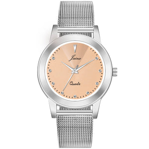 Jainx Peach Dial Steel Mesh Chain Analog Watch - For Women JW8601