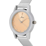 Jainx Peach Dial Steel Mesh Chain Analog Watch - For Women JW8601