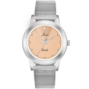 Jainx Peach Dial Steel Mesh Chain Analog Watch - For Women JW8601