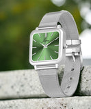Jainx Green Dial Steel Mesh Silver Chain Analog Watch - For Women JW8603