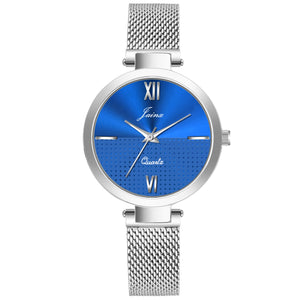 Jainx Blue Dial Mesh Silver Chain Analog Watch - For Women JW8607