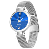 Jainx Blue Dial Mesh Silver Chain Analog Watch - For Women JW8607