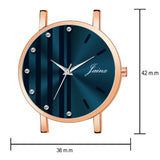 Jainx Blue Dial Rose Gold Mesh Chain Analog Wrist Watch For Women - JW8611