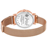 Jainx Blue Dial Rose Gold Mesh Chain Analog Wrist Watch For Women - JW8611