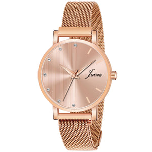 Jainx Rose Gold Mesh Chain Analog Wrist Watch For Women - JW8613