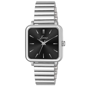 Jainx Square Black Dial Steel Chain Analog Wrist Watch For Women - JW8616
