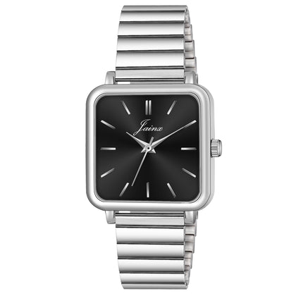 Jainx Square Black Dial Steel Chain Analog Wrist Watch For Women - JW8616