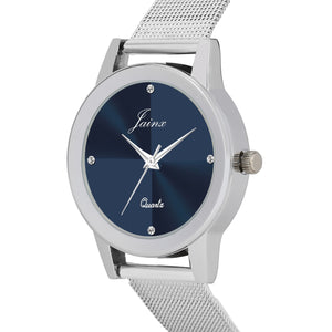 Jainx Blue Dial Steel Mesh Chain Analog Watch - for Women