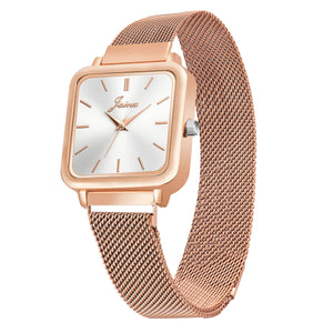 Jainx Rose Gold Mesh Magnet Chain Analog Watch - for Women