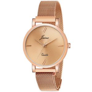 Jainx Rose Gold Mesh Magnet Chain Analog Watch - for Women