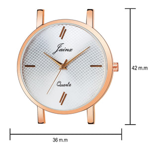 Jainx Silver Dial Rose Gold Mesh Magnet Chain Analog Watch - for Women