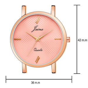 Jainx Pink Dial Rose Gold Mesh Magnet Chain Analog Watch - for Women