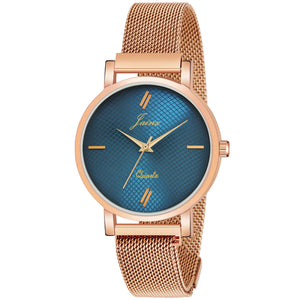 Jainx Rose Gold Mesh Magnet Chain Analog Watch - for Women