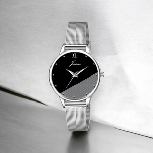 Jainx Black Dial Steel Mesh Chain Analog Watch for Women JW8636