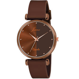 Jainx Brown Silicone Band Analog Watch for Women JW8638