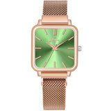 Jainx Green Dial Mesh Rose Gold Magnet Chain Analog Watch for Women JW8639