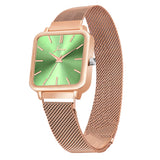 Jainx Green Dial Mesh Rose Gold Magnet Chain Analog Watch for Women JW8639