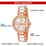 Jainx Rose Gold Bracelet Style Analog White Wrist Watch for Women - JW8645