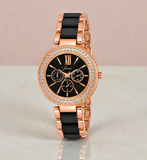 Jainx Rose Gold Bracelet Style Analog Black Wrist Watch for Women - JW8646