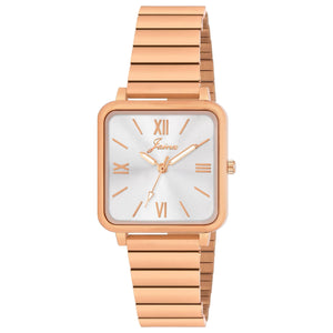Jainx Bracelet Style Square Dial Rose Gold Steel Chain Analog Wrist Watch for Women - JW8649