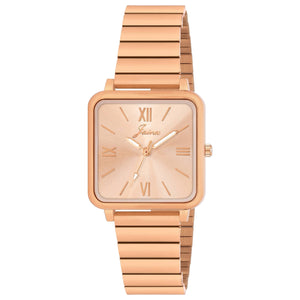 Jainx Bracelet Style Square Dial Rose Gold Steel Chain Analog Wrist Watch for Women - JW8650