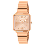 Jainx Bracelet Style Square Dial Rose Gold Steel Chain Analog Wrist Watch for Women - JW8650