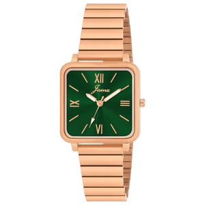 Jainx Bracelet Style Square Dial Rose Gold Steel Chain Analog Wrist Watch for Women - JW8651