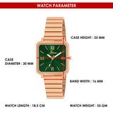 Jainx Bracelet Style Square Dial Rose Gold Steel Chain Analog Wrist Watch for Women - JW8651