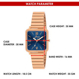 Jainx Bracelet Style Square Dial Rose Gold Steel Chain Analog Wrist Watch for Women -JW8652