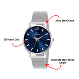 Jainx Silver Mesh Design Steel Chain Analog Wrist Watch for Women & Girls - JW8656