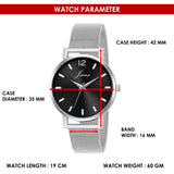 Jainx Silver Mesh Design Steel Chain Analog Wrist Watch for Women & Girls - JW8657