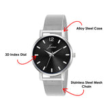 Jainx Silver Mesh Design Steel Chain Analog Wrist Watch for Women & Girls - JW8657