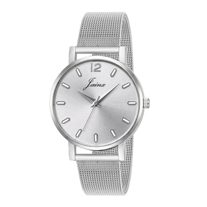 Jainx Silver Mesh Design Steel Chain Analog Wrist Watch for Women & Girls - JW8658