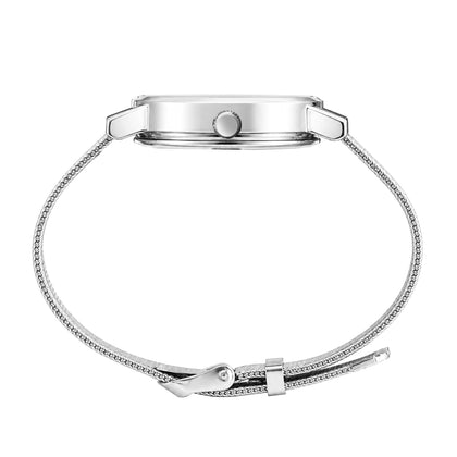 Jainx Silver Mesh Design Steel Chain Analog Wrist Watch for Women & Girls - JW8658